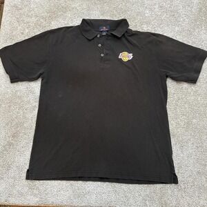 Vintage Antigua Lakers Black Polo XL | Classic Fade NBA Shirt Los Angeles